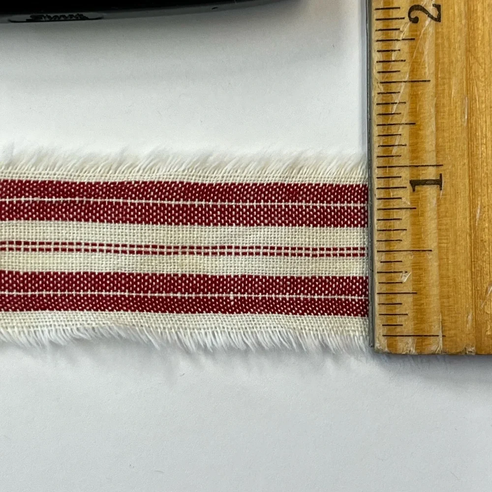 New 4 Yard Fabric Ribbon Strip 1” wide HOMESPUN red stripe Christmas decor